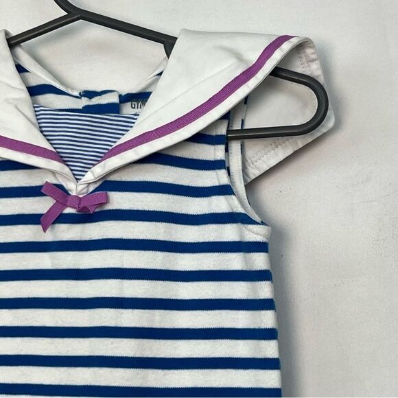 Gymboree blue and white striped knit sailor bubble romper EUC size 12-18 m - Picture 2 of 9